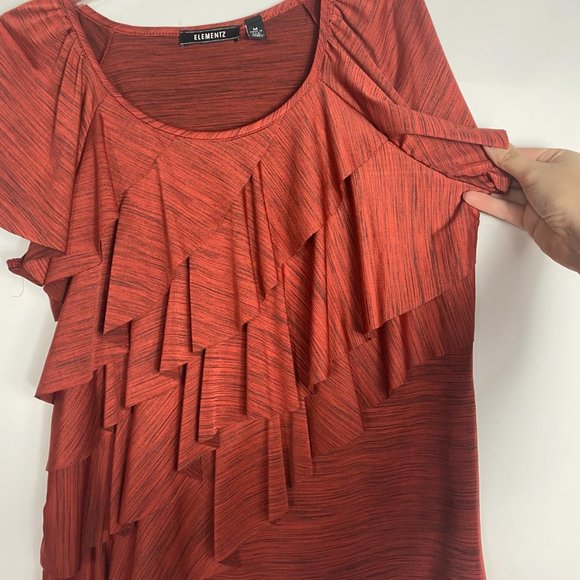 Elementz Copper Ruffle Top Size Medium - Picture 2 of 6